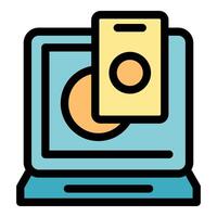 Online payment processing system with laptop and credit card vector