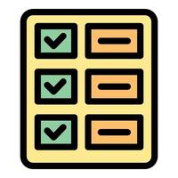 Checklist with check marks and empty boxes showing completion progress vector