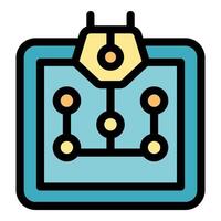 Electronic microchip connecting nodes and transmitting data for futuristic technology vector