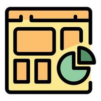 Web page showing pie chart and layout elements for data visualization vector