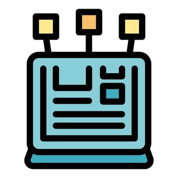Futuristic laptop displaying complex data with wireless signals vector