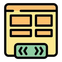 Web navigation with content blocks and arrows showing scrolling functionality vector
