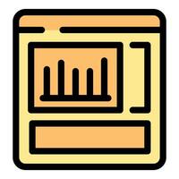 Web page showing bar graph and search bar icon vector