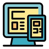 Responsive design software synchronizing data between desktop computer and mobile device vector