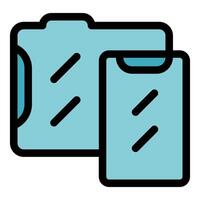 Smartphone protecting glass and folder icon representing data security vector