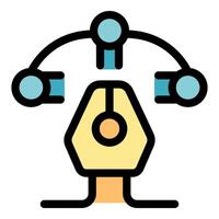 Digital pen tool connecting three nodes representing design and creativity vector