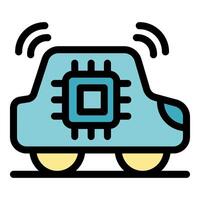 Smart car transmitting data through wireless connection using microchip technology vector