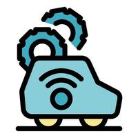 Smart car technology being developed with rotating gears and wireless signal vector