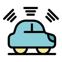 Autonomous car moving using radar signals, future of transportation vector