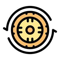 Rotating cryptocurrency coin showing recurring investment vector