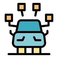 Autonomous car sensing environment with multiple sensors vector