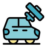 Smart car with satellite navigation system parking icon vector