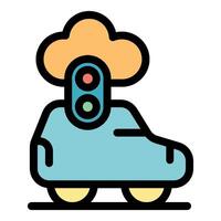 Smart car sharing cloud service with traffic light signals showing green light vector