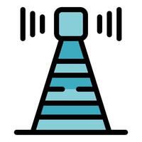 Radio tower transmitting signals, wireless communication infrastructure vector