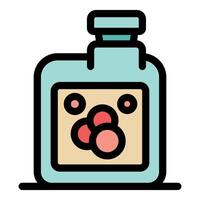 Detergent bottle with label showing molecules bouncing around vector