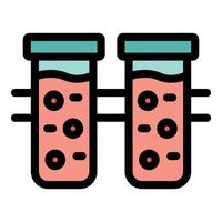 Laboratory test tubes holding red liquid with particles undergoing experiment vector