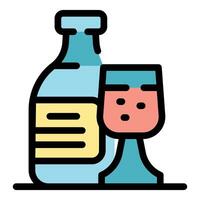 Wine bottle and glass, enjoying a relaxing moment with beverage vector