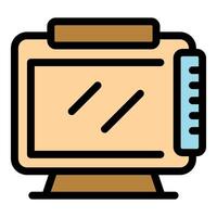 Interactive whiteboard displaying educational content with stylus and ruler tools vector