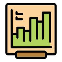 Simple bar chart displayed on a board shows positive growth vector