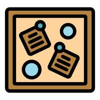 Project management board showing tasks and progress with push pins vector