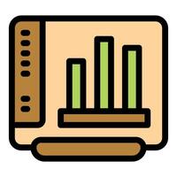 Statistical software showing growing bar graph on computer screen vector