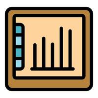 Tablet showing growing bar graph and data analysis checklist vector