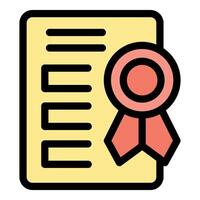 Official document with red ribbon and seal representing certification vector