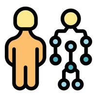 Manager leading a team represented by a flowchart, building a strong and efficient organization vector