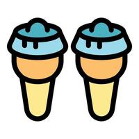 Two ice cream cones with blue topping dripping representing refreshing summer treat vector