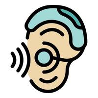 Modern hearing aid restoring hearing loss with advanced technology vector