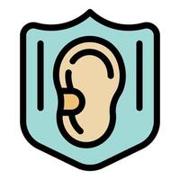 Ear protection shield providing hearing safety and noise reduction vector