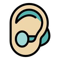 Hearing aid correcting hearing loss, improving communication and sound perception vector
