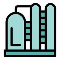 Gas storage facility processing natural resources with large tank and pipes vector