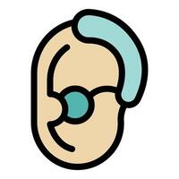 Modern hearing aid correcting hearing loss, improving sound perception vector