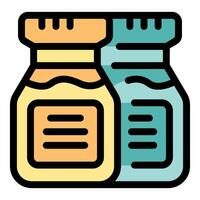 Comparing two medical jars filled with different substances for analysis vector