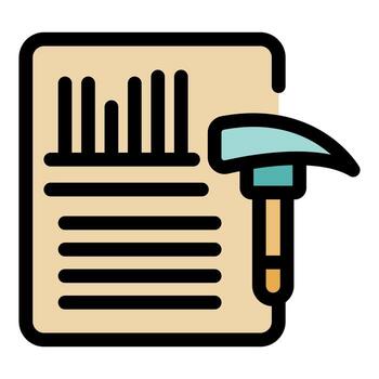 Data mining concept with pickaxe striking bar chart on document vector
