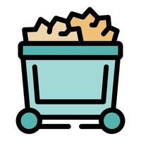 Waste sorting container full of paper for recycling process vector