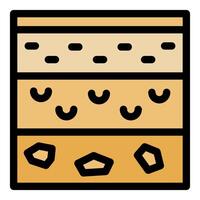 Soil layers showing different textures and materials for agriculture or geology studies vector