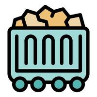 Mining cart carrying raw materials, extracting resources for industrial use vector