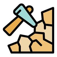 Geologist hammer breaking rocks for geological survey vector