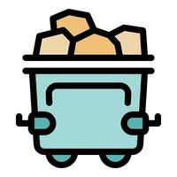 Mining cart carrying raw materials, extracting resources for industrial use vector