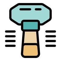 Electronic price scanner reading barcode in a store or supermarket vector