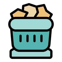 Office trash can overflowing with crumpled paper vector
