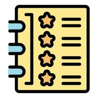 Notebook with star ratings representing customer feedback and satisfaction vector