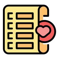 Wish list with heart icon representing favorite items vector