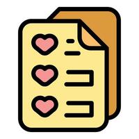Wish list with hearts representing desired items in online shopping vector