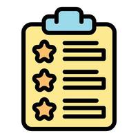 Clipboard showing customer feedback with star rating system vector