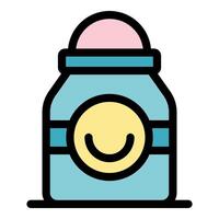 Pink roll on deodorant with smiling face providing happiness and freshness vector