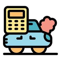 Car pollution calculation with calculator representing emission control vector