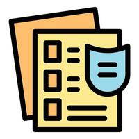 Protecting important documents with shield icon, ensuring data security vector